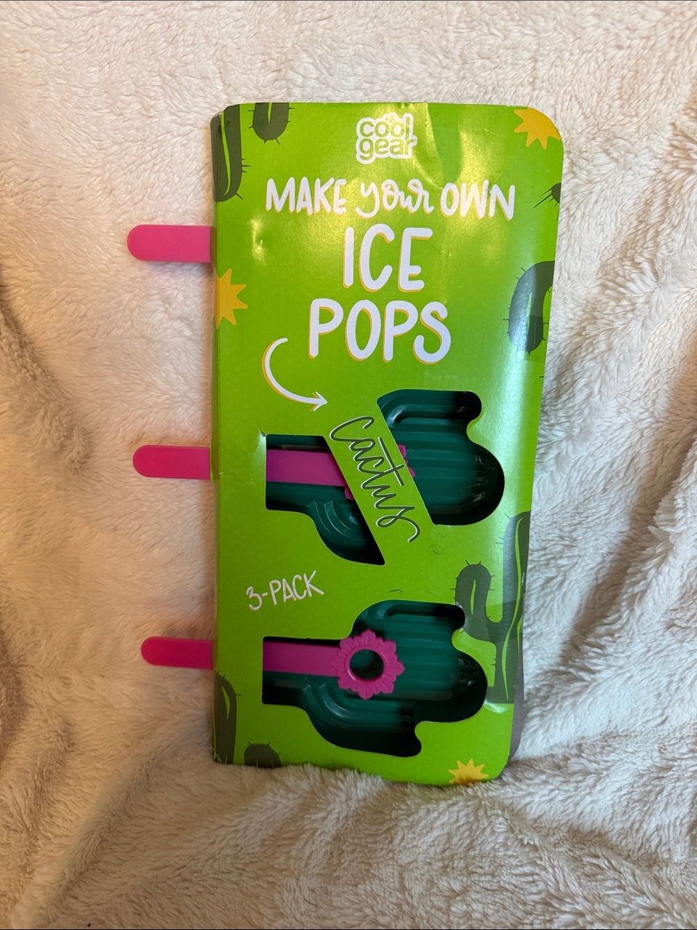 Cool Gear Cactus Ice Pop Molds 3-Pack Green Pink Reusable Frozen Treat Maker NEW